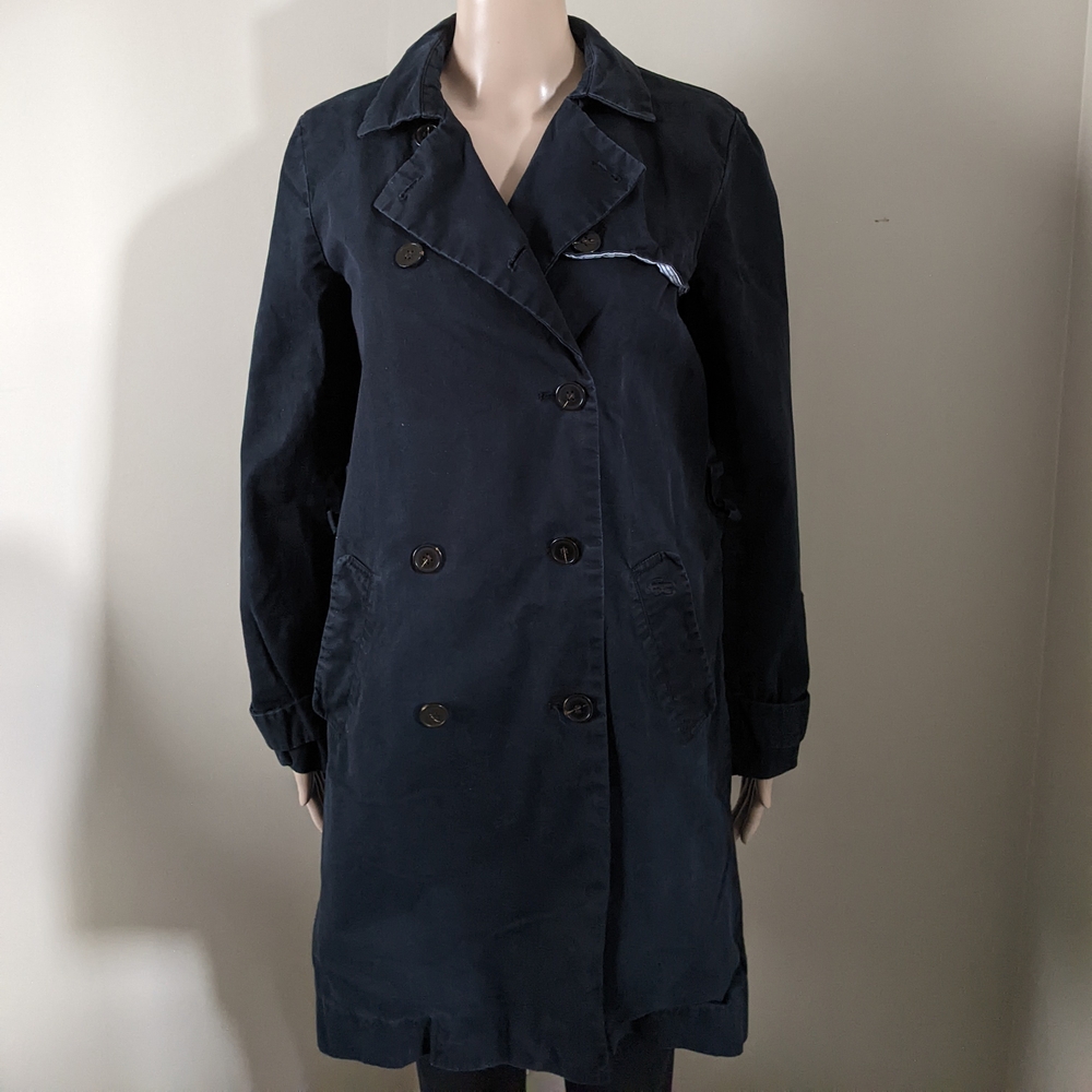 Lacoste Trench Double-Breasted Black Coat, Women's 40/Medium